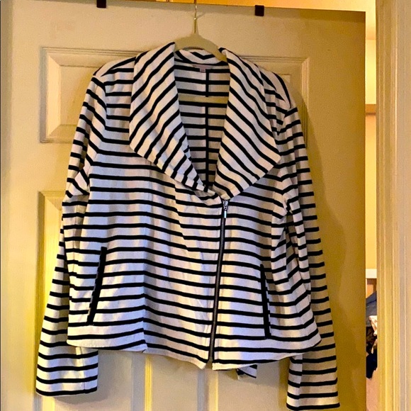 Gap moto blue and white stripe jacket - Picture 1 of 2